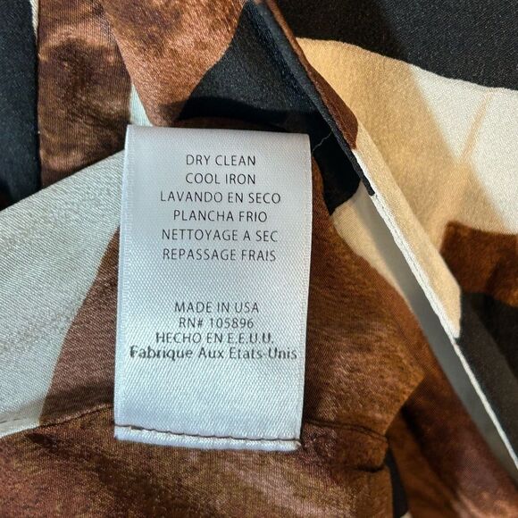 Worth petite ladies dress brown black off white sheath faux wrap silk career - Picture 5 of 13